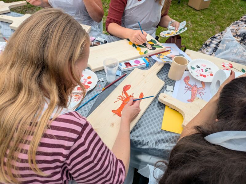 Voorbeeld uit de workshop Workshop Borrelplank XXL schilderen