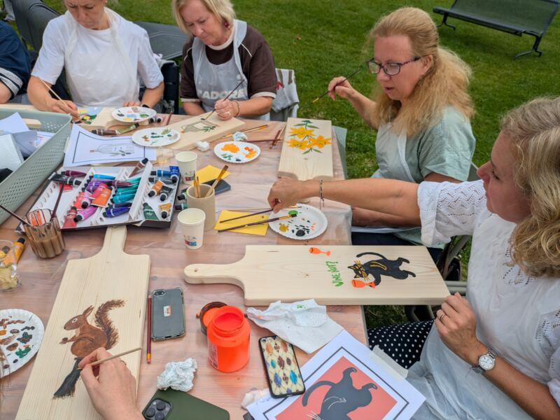 Voorbeeld uit de workshop Workshop Borrelplank XXL schilderen