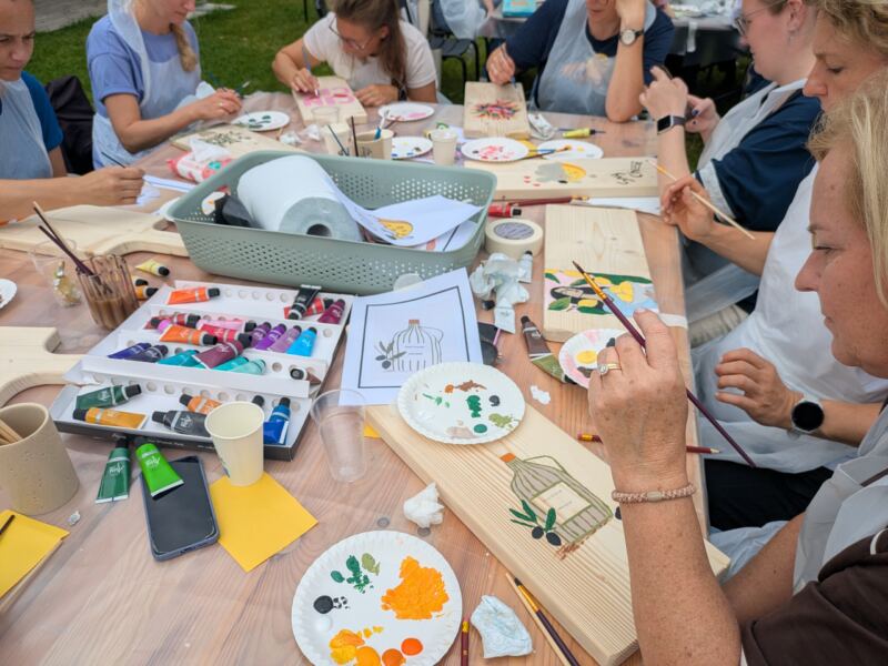 Voorbeeld uit de workshop Workshop Borrelplank XXL schilderen